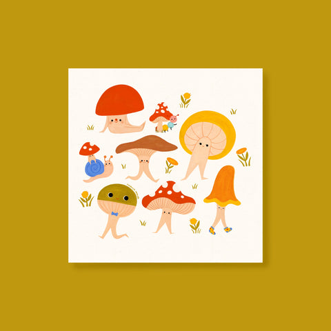 Mushroom Friends Art Print